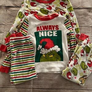 Festive Grinch Kids Pajama Set - Red, Green, White